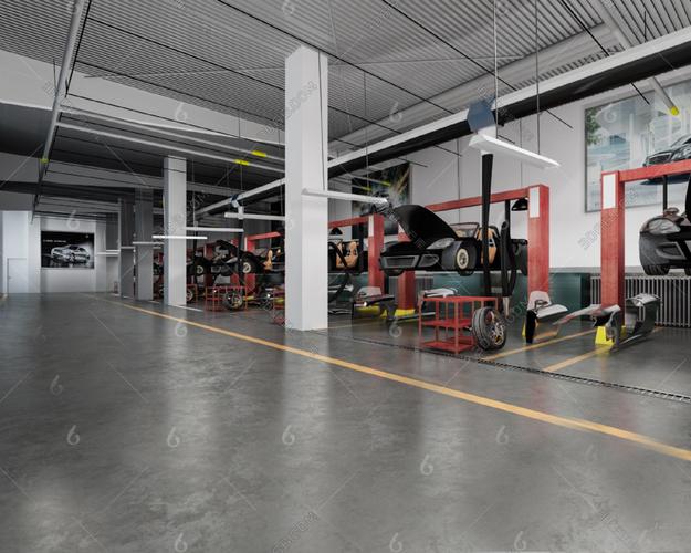 汽车专卖店3dmax模型 汽车城4s展厅维修美容3d室内设计效果图车